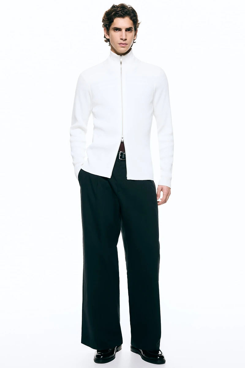 Slim-Fit Rib-Knit Cardigan