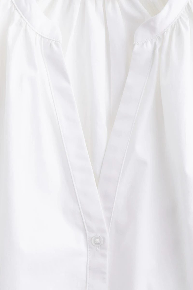 Balloon-sleeved poplin blouse