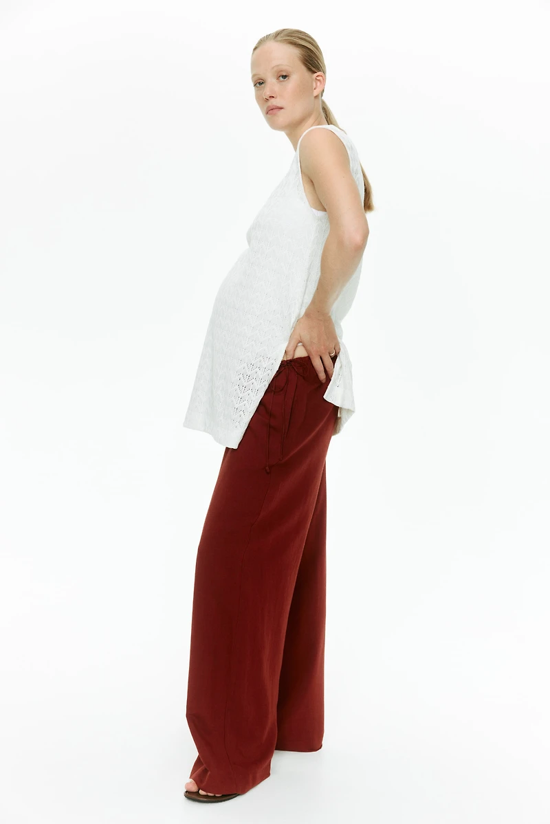 MAMA Linen-Blend Drawstring Pants