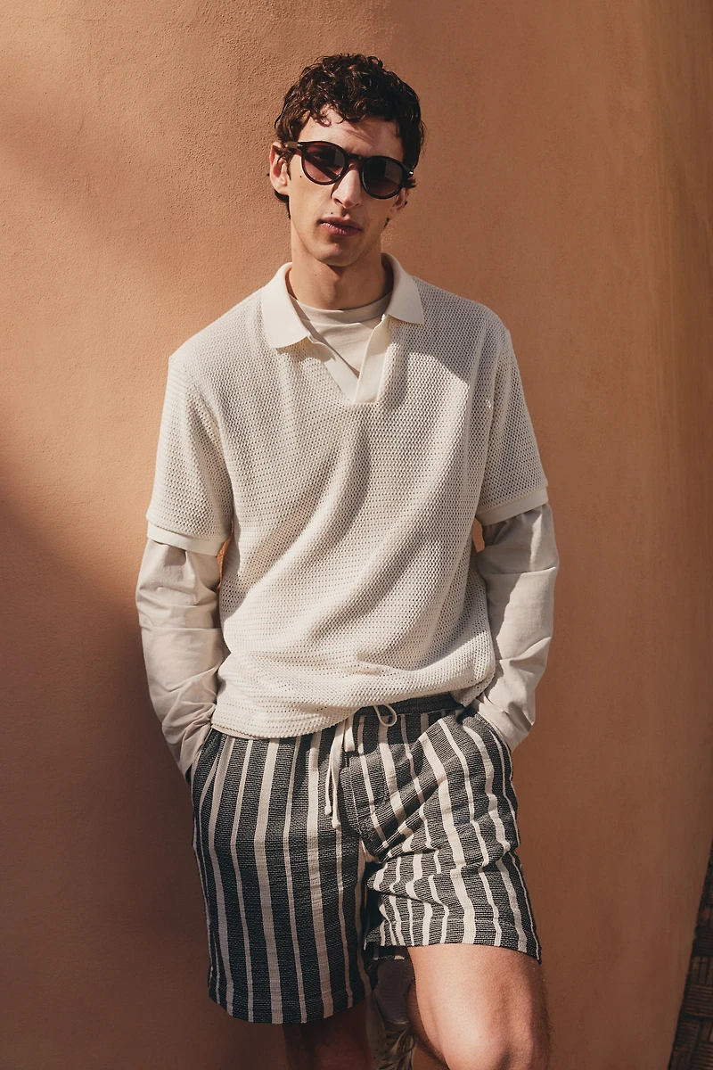 Regular-Fit Hole-Knit Polo Shirt