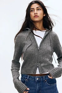 Hooded Cardigan with Zipper