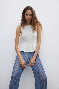 Wide-Leg Open-Knit Pants