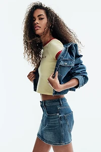High-Waist Denim Skort