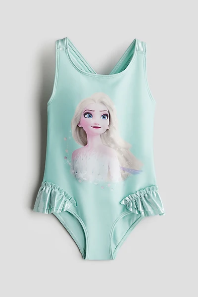 Printed Ruffle-Trimmed Swimsuit