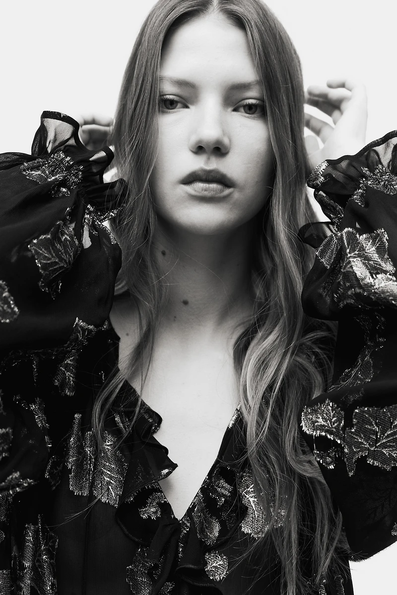 Blouse en tissu jacquard