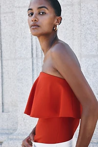 Flounced Interlock Bandeau Top