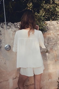 Blouse with Eyelet Embroidery