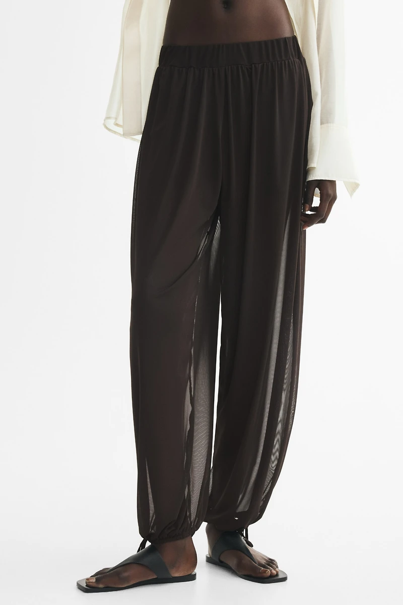 Mesh Balloon-Leg Pants