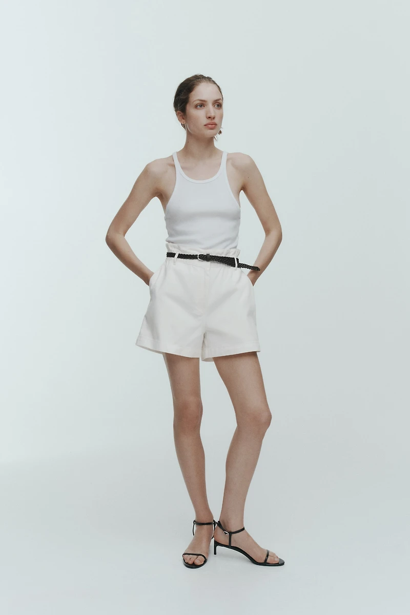 Belted Twill Shorts