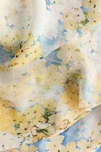 Flounced Chiffon Dress with Scarf