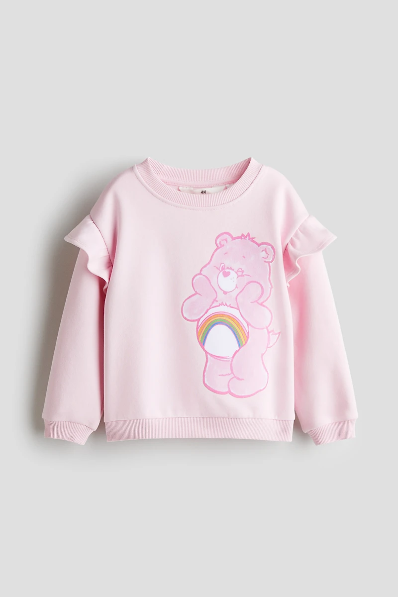 Ruffle-Trimmed Printed Sweatshirt