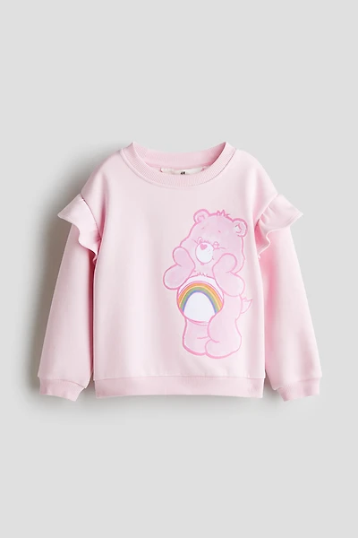 Ruffle-Trimmed Printed Sweatshirt
