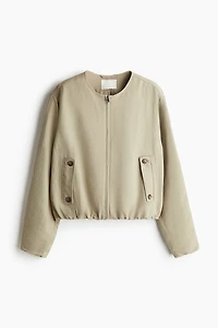 Linen-Blend Bomber Jacket