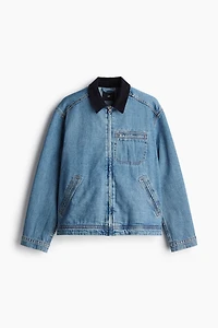 Veste Coupe Classique en denim avec col côtelé