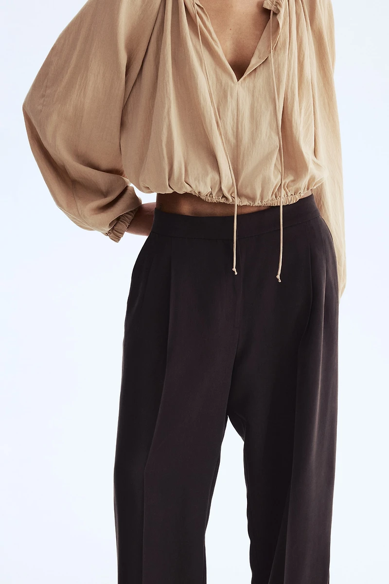 Barrel-Leg Twill Pants