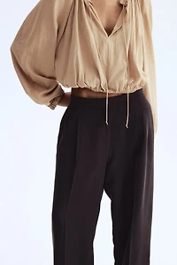Barrel-Leg Twill Pants