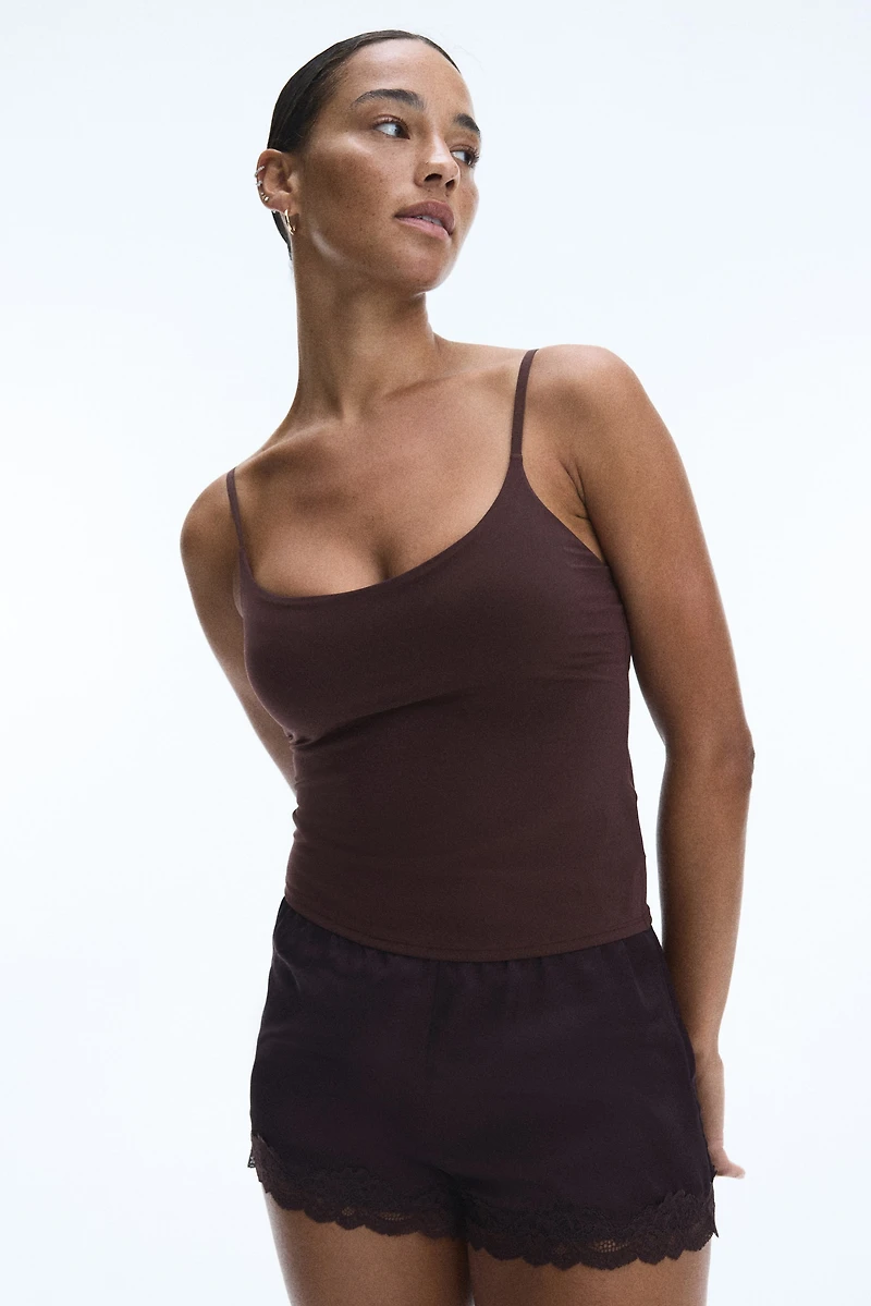 Padded-Cup Microfiber Strappy Top