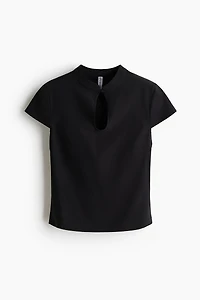 Viscose-Blend Top with Keyhole Detail