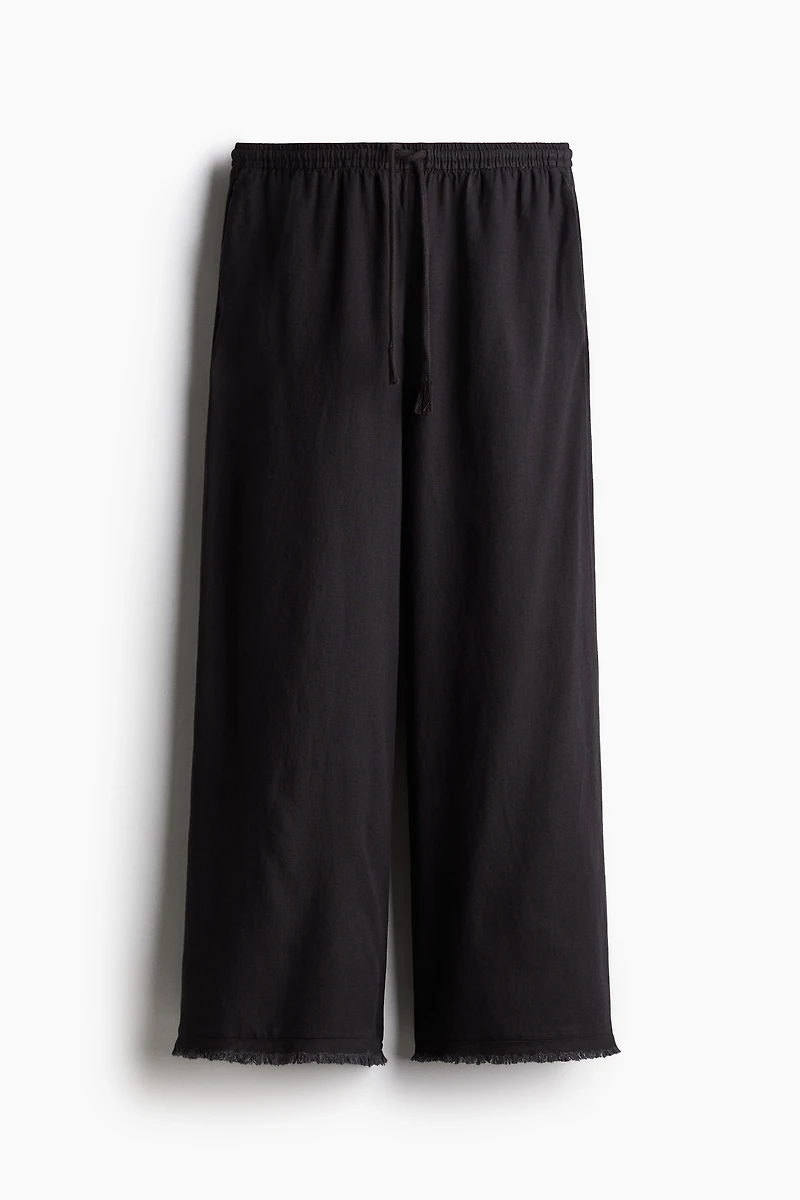Linen-Blend Drawstring Pants