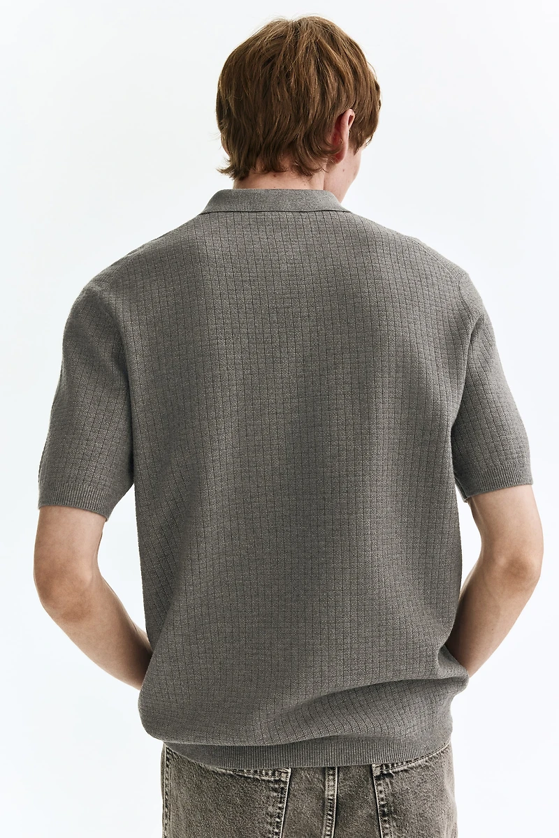 Regular Fit Textured-Knit Polo Shirt