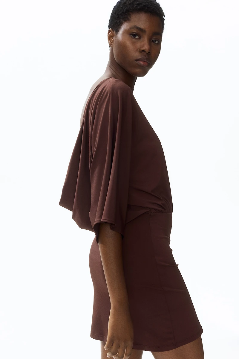 Cape-Sleeved Low-Back Dress