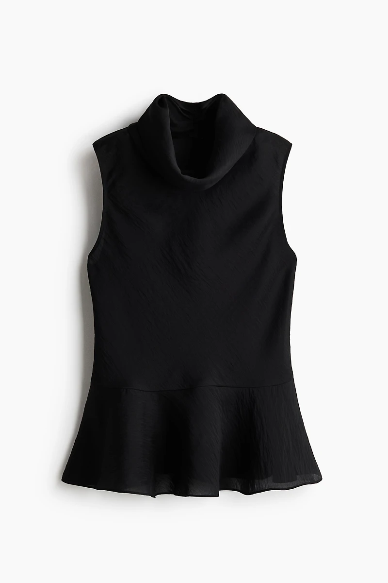 Roll-Neck Peplum Top