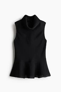 Roll-Neck Peplum Top