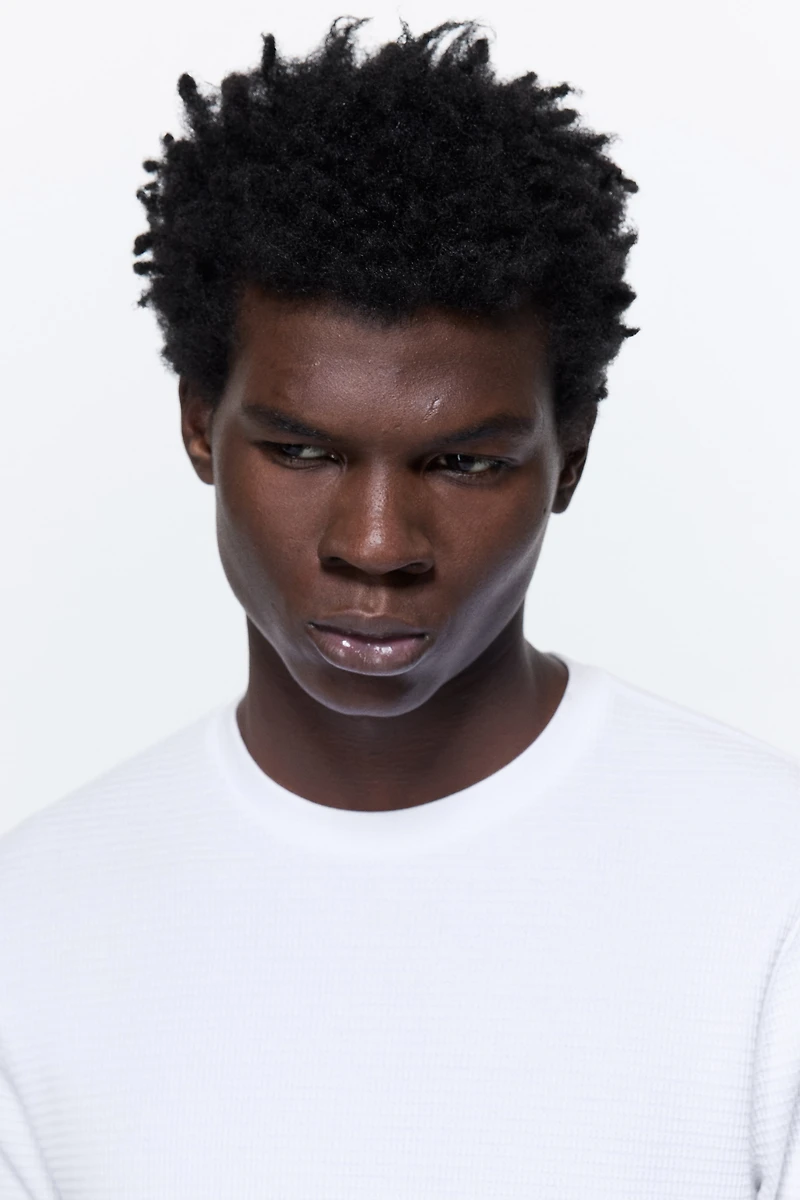 Slim Fit Waffled Jersey Shirt