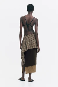 Scarf-Detail Layered Skirt