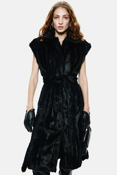 Long Vest with Tie Belt