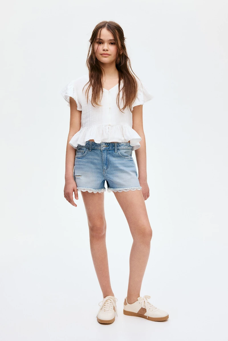 Cotton Denim Shorts