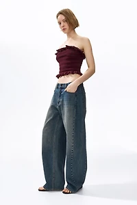 Pointelle-Knit Bandeau Top