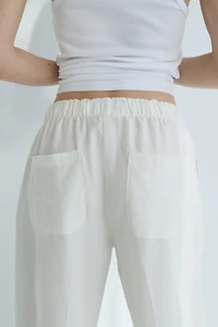 Linen-Blend Drawstring Pants