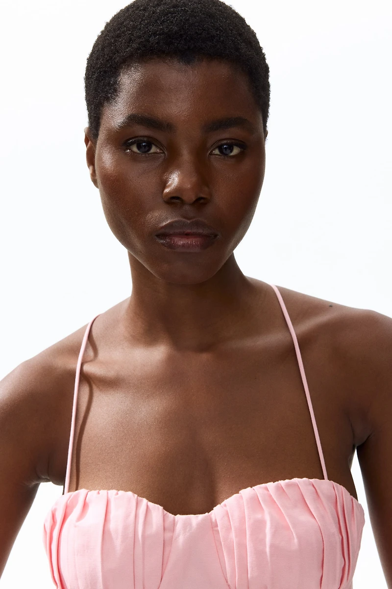 Robe à bretelles fines en lin mélangé