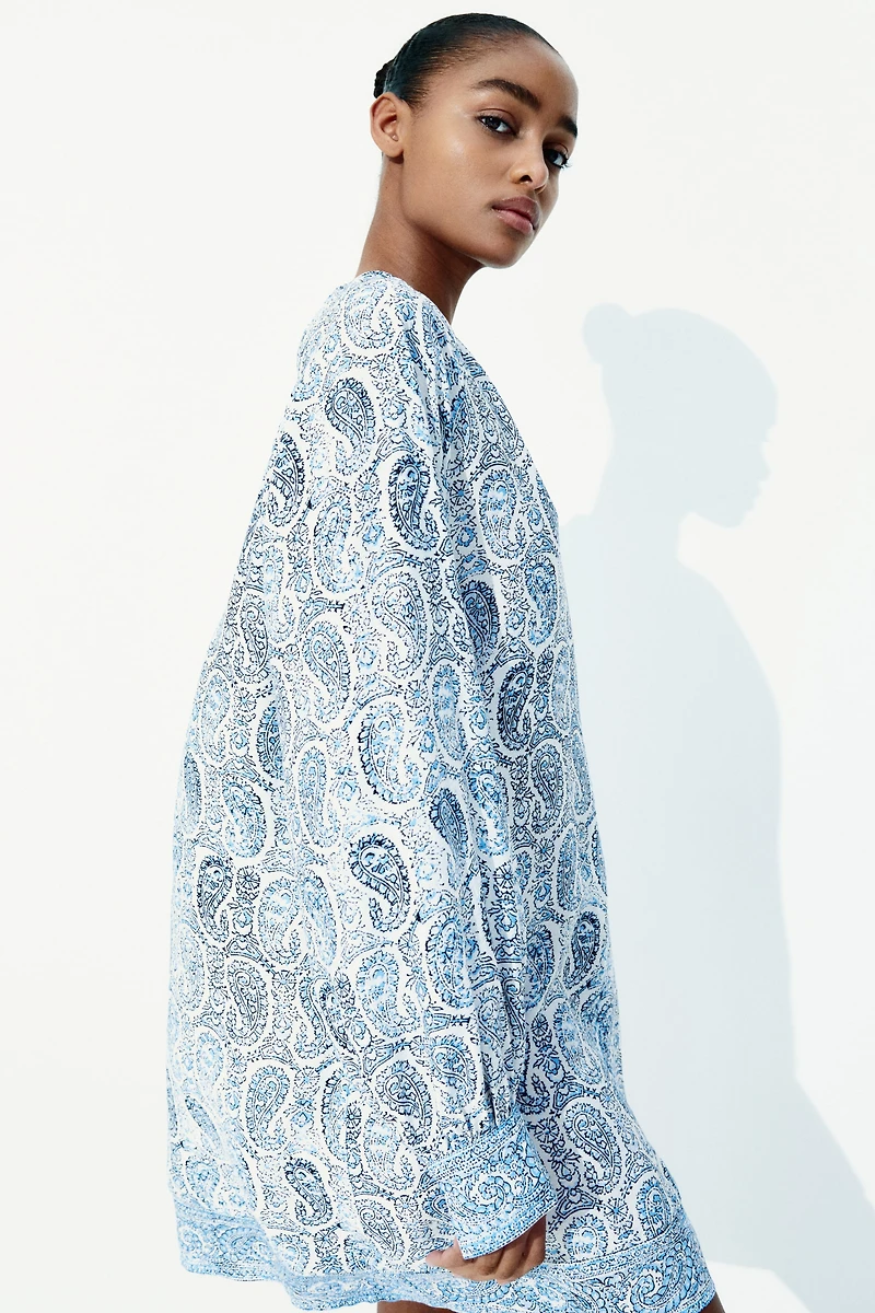Robe tunique avec ceinture à nouer
