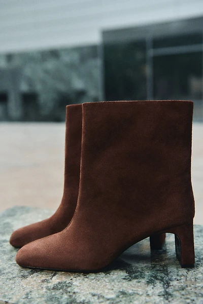 Heeled Suede Ankle Boots