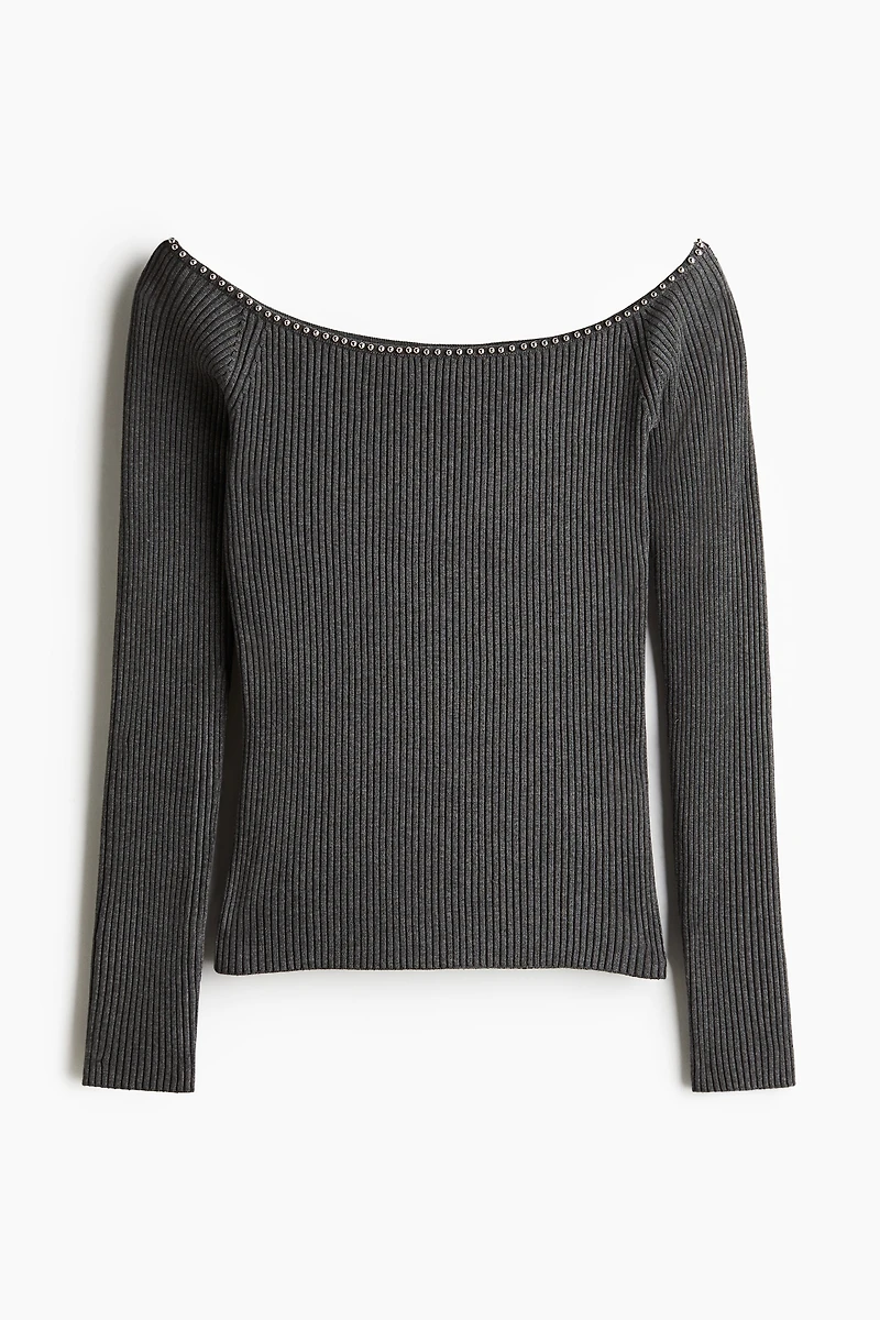 Bead-Detail Off-the-Shoulder Top