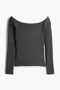 Bead-Detail Off-the-Shoulder Top
