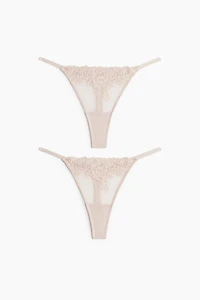 2-Pack Lace Thong Briefs