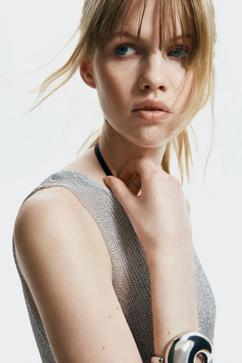 Robe scintillante en tricot côtelé