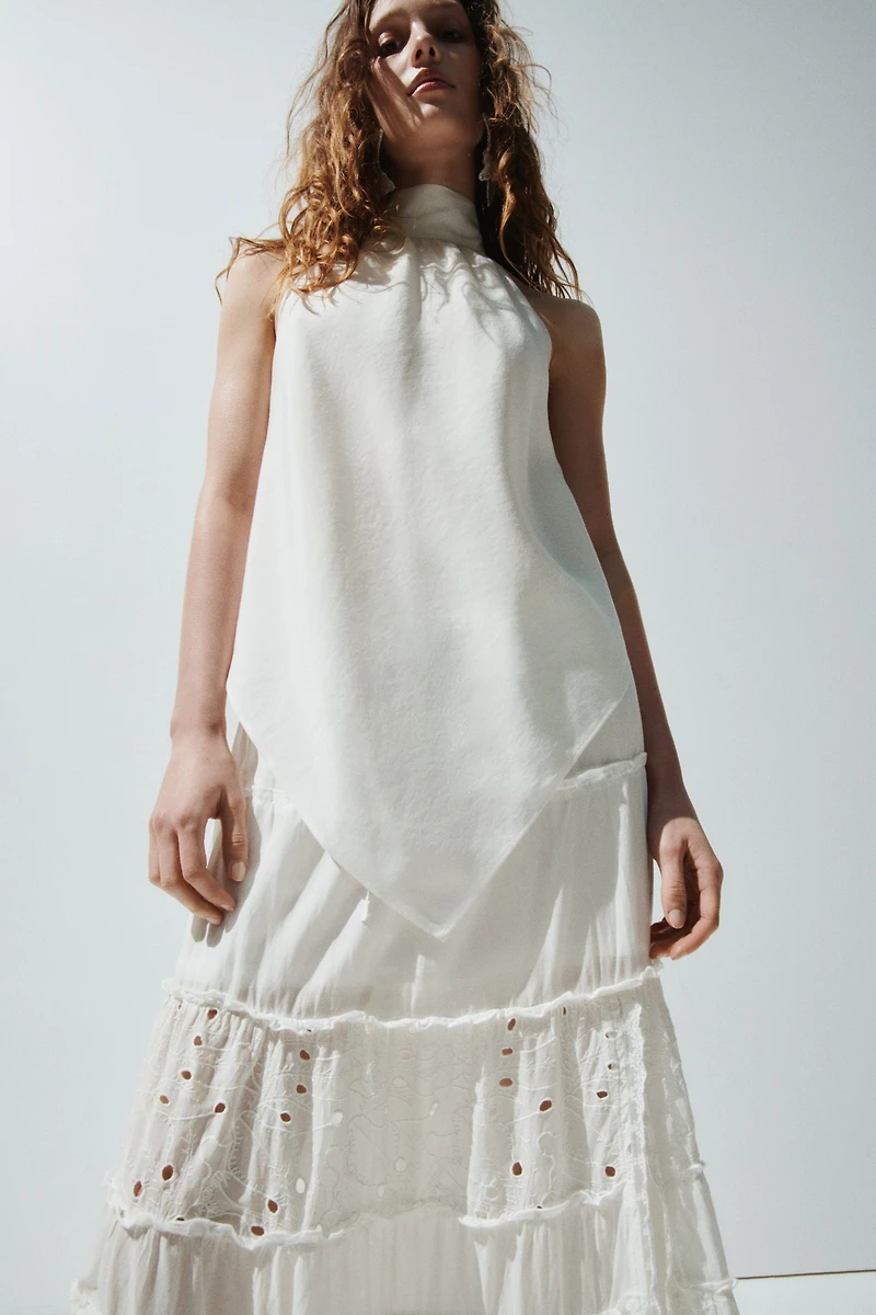 Jupe maxi avec broderie anglaise