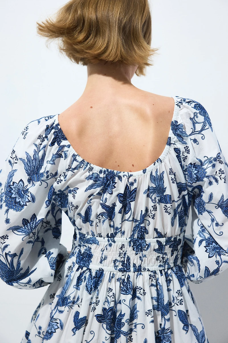 Flared-skirt cotton dress