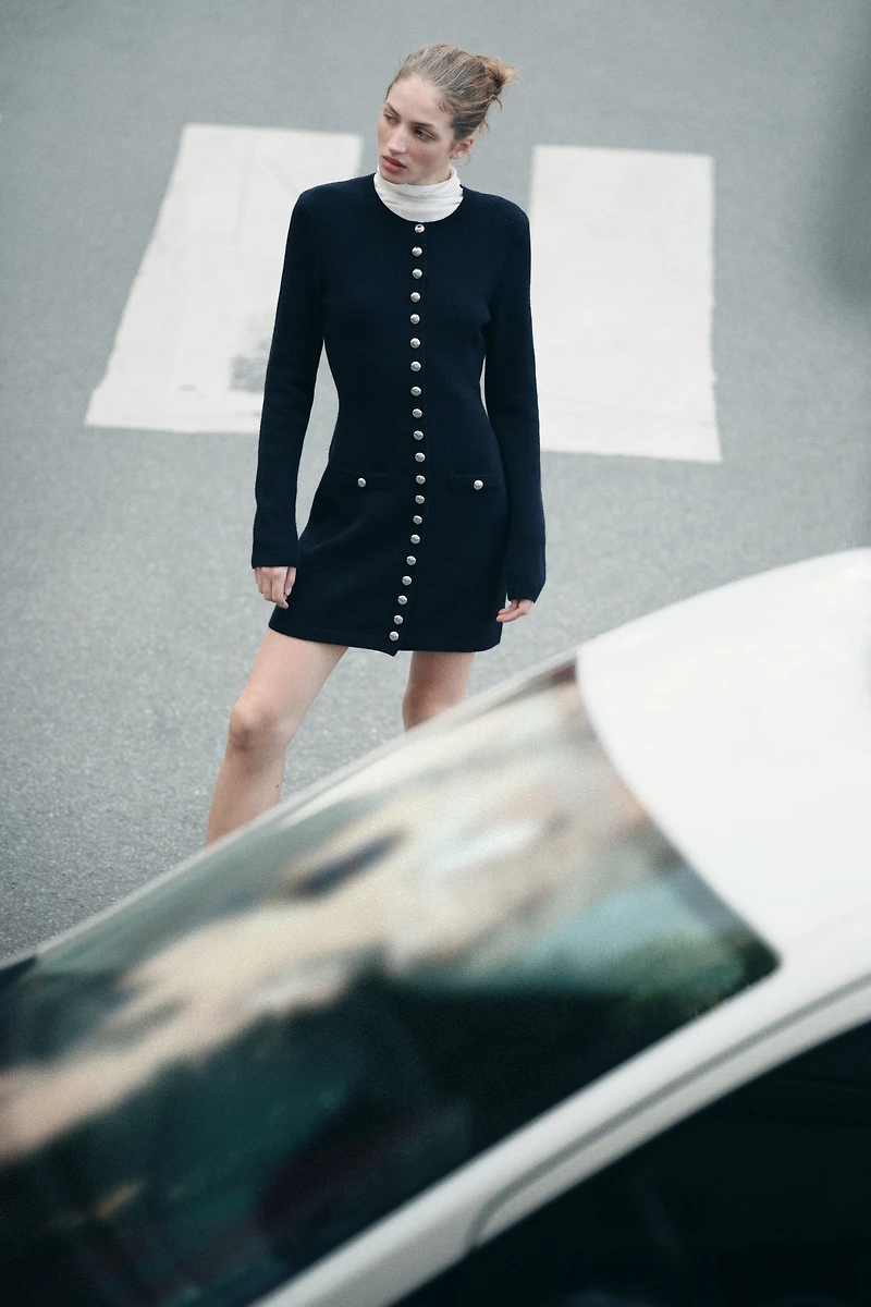 Knit Button-Front Dress