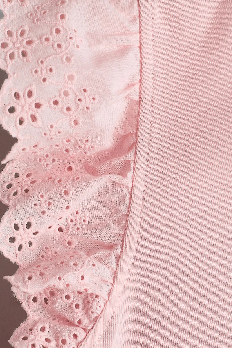 Flutter-Sleeve Top with Eyelet Embroidery
