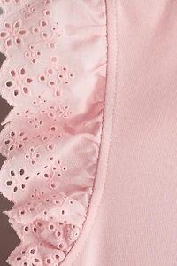 Flutter-Sleeve Top with Eyelet Embroidery
