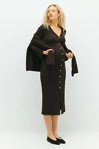 MAMA Robe à boutons en tricot côtelé