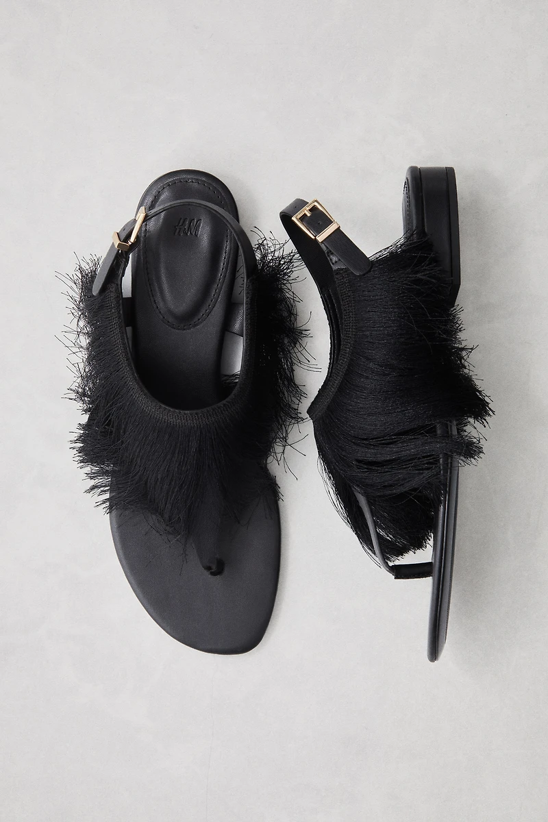 Fringe-Trimmed Sandals