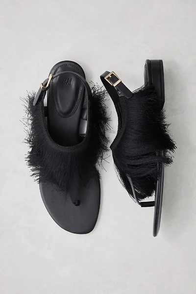 Fringe-Trimmed Sandals