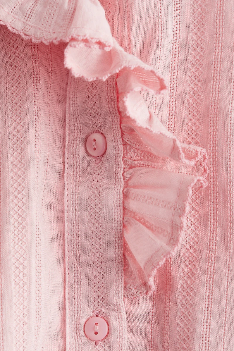 Blouse à col volants en coton