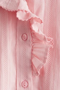 Blouse à col volants en coton